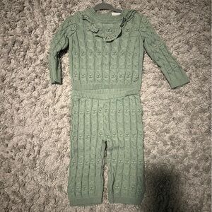 Green Cable Knit Baby Outfit